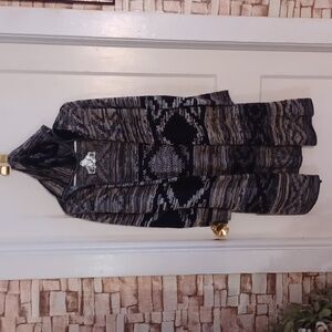 Angie long hooded sweater women's size small black and gray